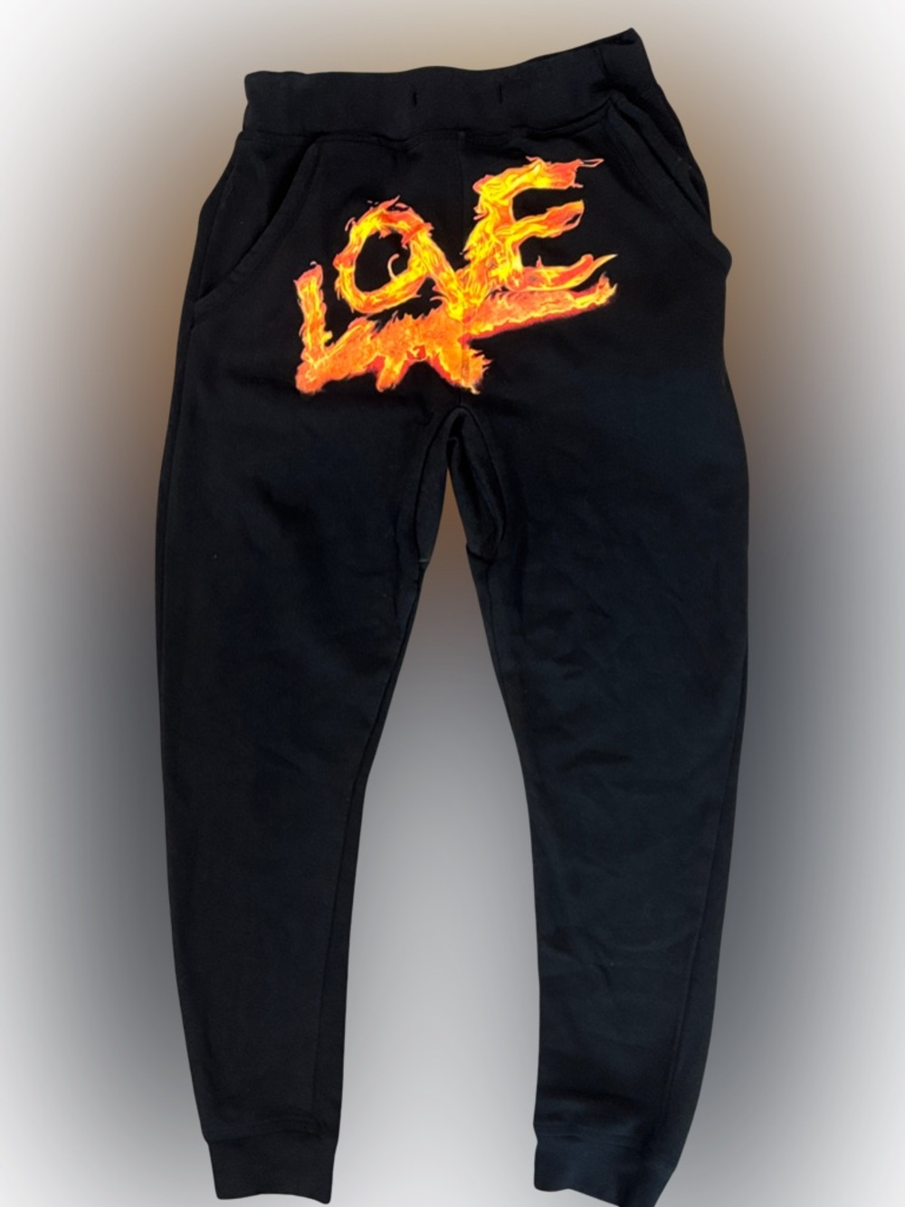 Men’s Black Joggers with Fiery 'LOVE' Graphic